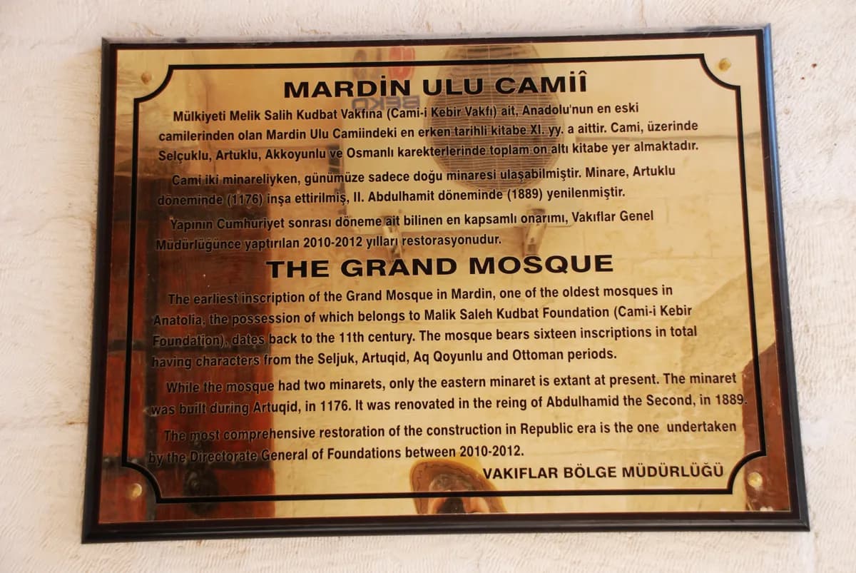 Mardin Ulu Camii (1176 Artuklu Kutbeddin İlgazi)