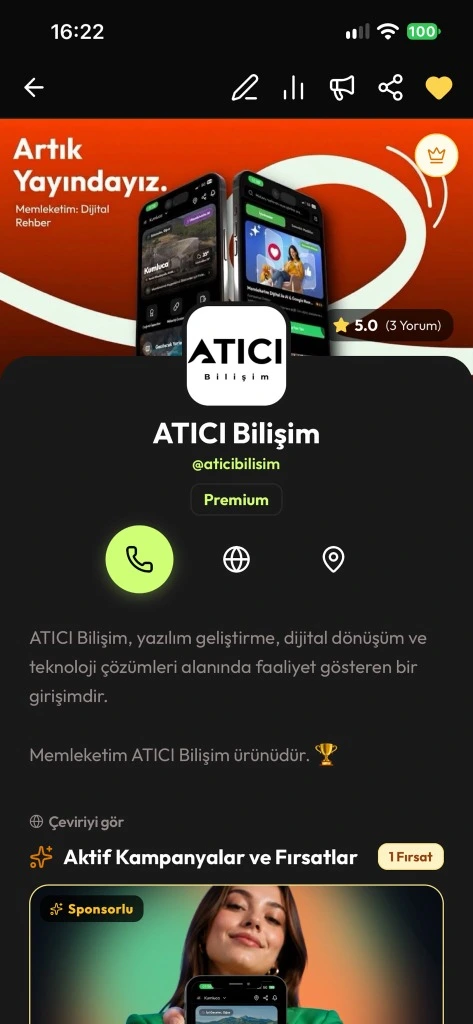 Memleketim İşletme Profili - ATICI Bilişim