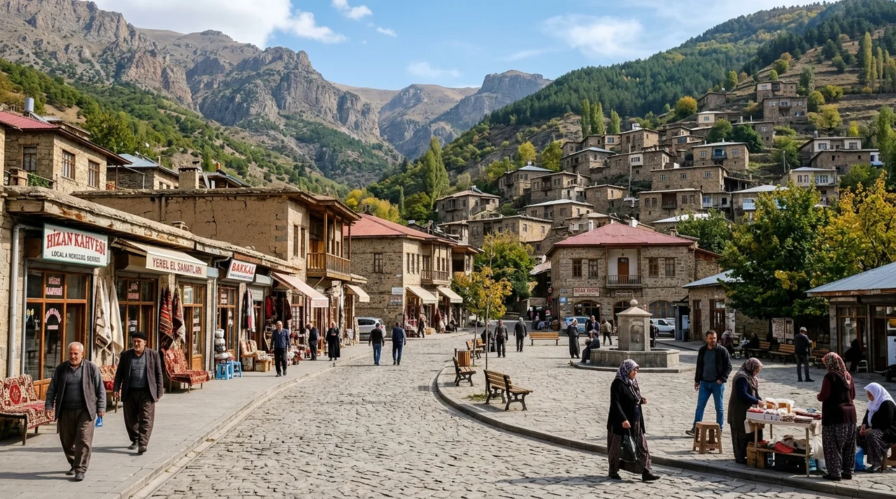 Hizan Kent Meydanı & Meşhur Karakovan Balı Çarşısı Fotoğraf Arka Plan Efekti